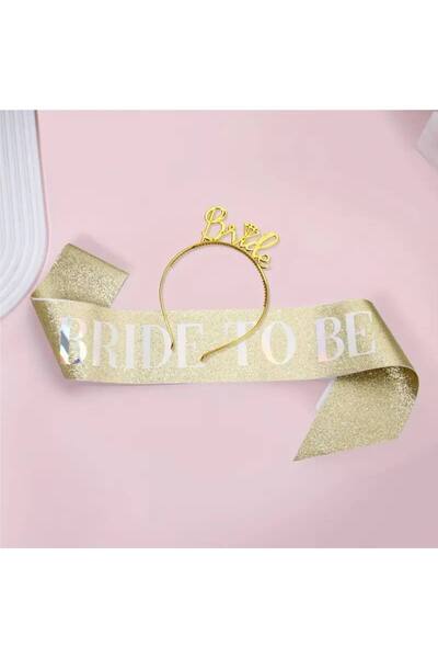 cicigünler Gold Renk Yeni Gelin Bride Tacı Bride To Be Kuşak İkili Set