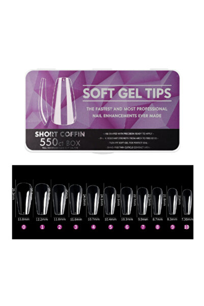 Beauty Box 550'li Short Coffin Soft Gel Tips Profesyonel Nail Art Hızlı Tırna...