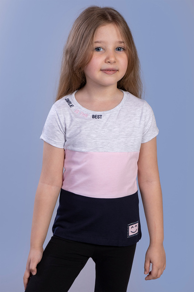 Toontoy Κοριτσίστικο μπλουζάκι συνδυασμός υφασμάτων με λεπτομέρεια κεντήματος