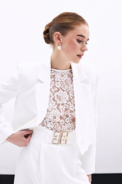 Sateen Κοντό παλτό κρεπ - εκρού