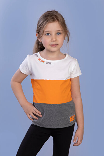 Toontoy Κοριτσίστικο μπλουζάκι συνδυασμός υφασμάτων με λεπτομέρεια κεντήματος