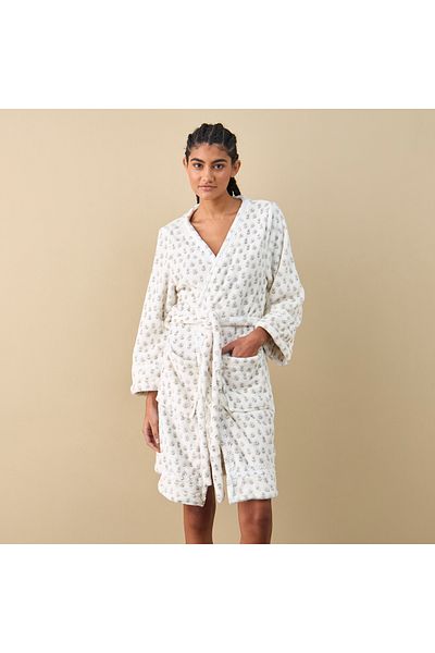 FAV Textured Robe with Tie-Up Belt and Pockets