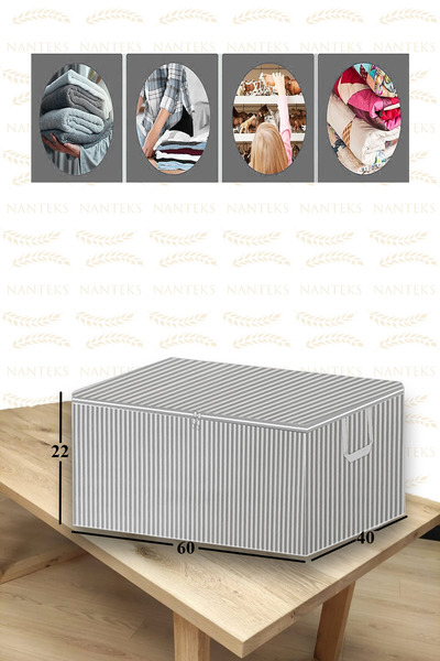 ADARYA HOME Büyük Boy Çizgili Hurç - 60x40x22 - 8 ADET