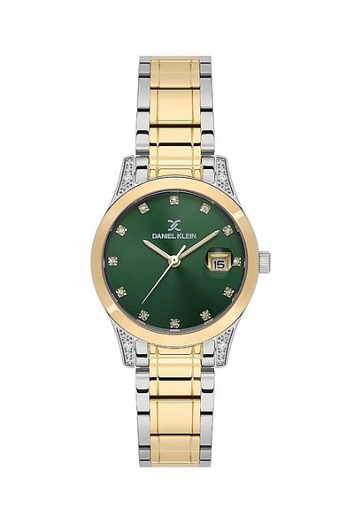 Daniel Klein Water Resistant Metallic Gold Women Wrist Watch Dk.1.13782-6 Stone Design