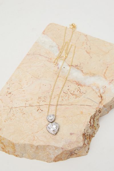 Manuka Beşiktaş Heart Necklace with Light Yellow and White Stone