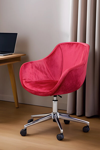 SandalyeDeposu Focus Krom Ayaklı Çalışma Koltuğu (FUŞYA KUMAŞ)