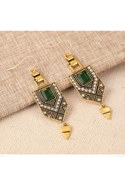 Punky Store Yeşil Taşlı Arkeon Otantik Küpe-paslanmaz