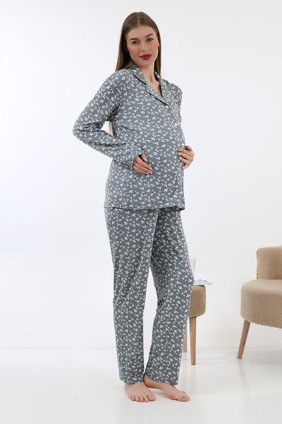 LİKAPA Likapa Front Buttoned Maternity Long Sleeve Pajama Set
