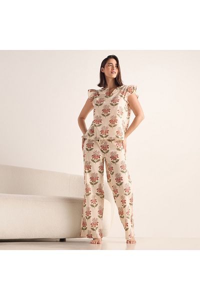 FAV Printed Ruffle Sleeves Top and Pyjama Set