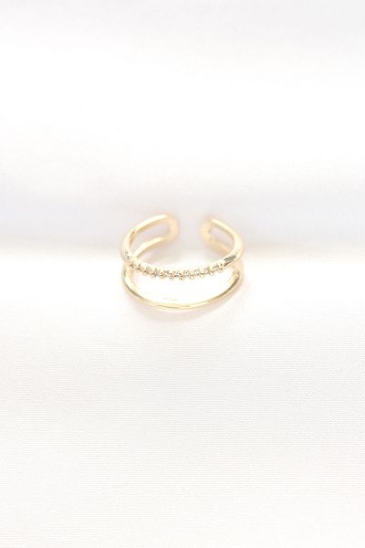 Skygo 2-Piece Looking Waterway Design Gold Color Adjustable Ring - Tj-Byk3136