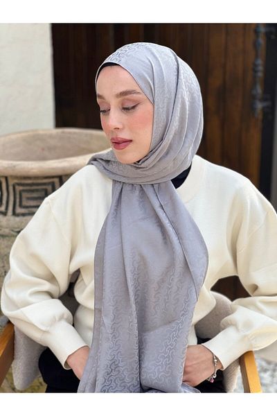 Modakaşmir Şal cu model de tricotat din seria Jacquard mătăsos