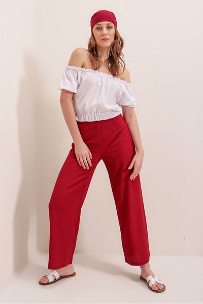 Aemido 6543 Knitted Trousers - Red