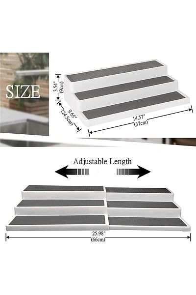 COOYA 3 Tier Expandable Spice Rack Organizer, Non Skid Storage Shelf for Kitchen ,Cabinet, Cupboard,Pantry