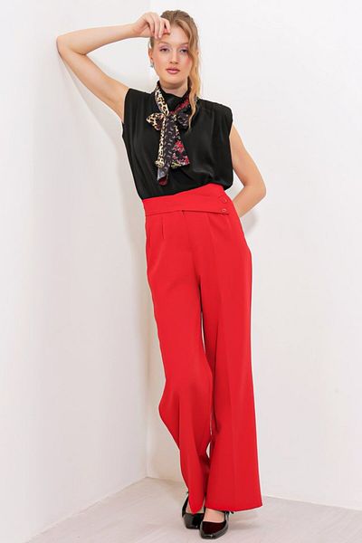 MRA Fashion Red High Waist Palazzo Trousers 6646