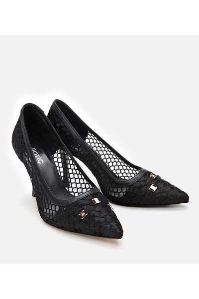 Hotiç Women's Black Mesh Stiletto
