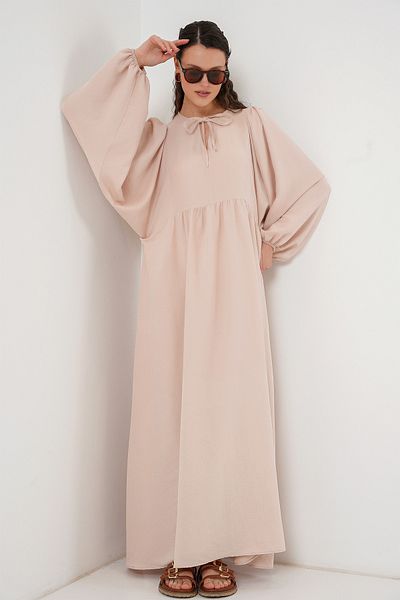 Bigdart فستان حجاب نسائي بيج بأكمام بالونية طويلة 2464