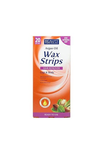 BEAUTY FORMULAS Argan Oil Leg & Body Wax Strips - Quick, Clean & Effective Way |  20 Strips