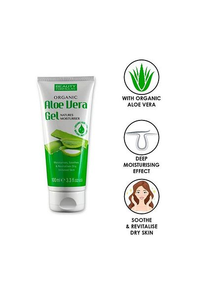BEAUTY FORMULAS Organic Aloe Vera Gel | Cooling Relief For Dry, Rough, Irritated Skin | 100 Ml