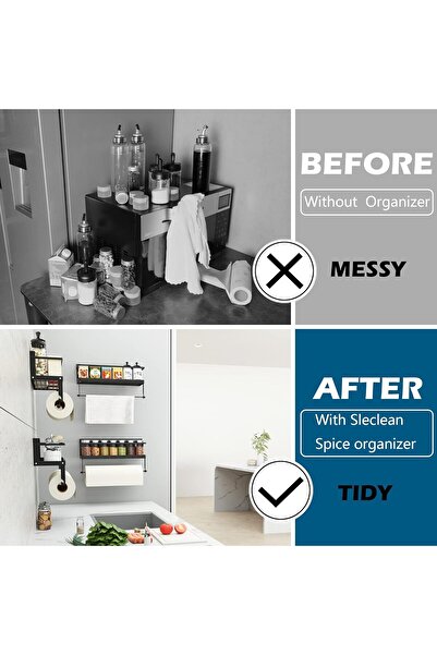 Generic Large Magnetic Spice Rack Refrigerator Organizer Paper Towel Holder Hooks Kitchen Shelf