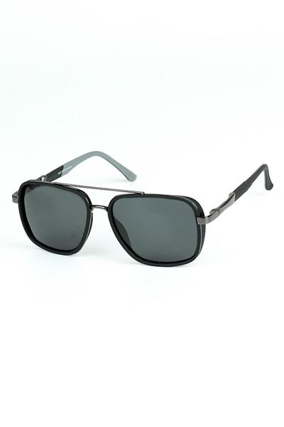 Di Caprio Men's Gray Polarized Protected Rectangular Model Sunglasses