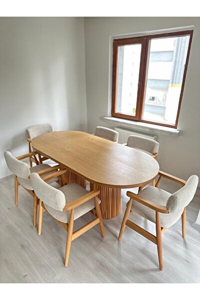 holzwelt Bohem Masa Takımı Ahşap Masa Takımı 6 Kişilik Masa Sandalye Takımı İ...