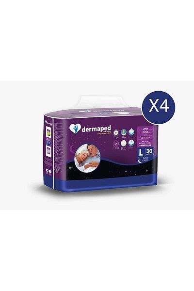 Dermaped Gece Large (100-150 cm) 120 Pieces Adult Patient Diapers with Waist Band