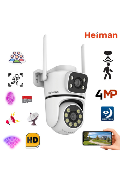 Heiman HM-602 2 Kameralı 4MP Gece görüşlü Sesli İnsan Takipli Akıllı Kamera