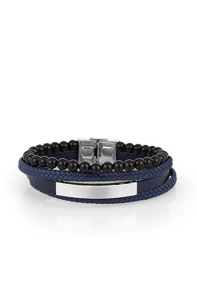 Daniel Klein Dkj.5.10011-2 Sporty Design Leather Navy Blue Men's Bracelet