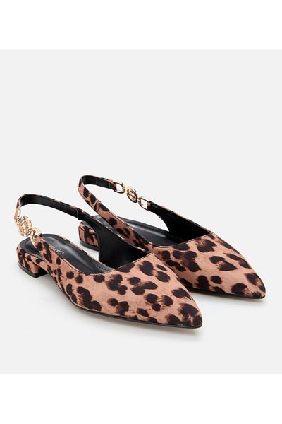 Hotiç Balerini de damă, bronzat, cu model leopard, cu spatele deschis