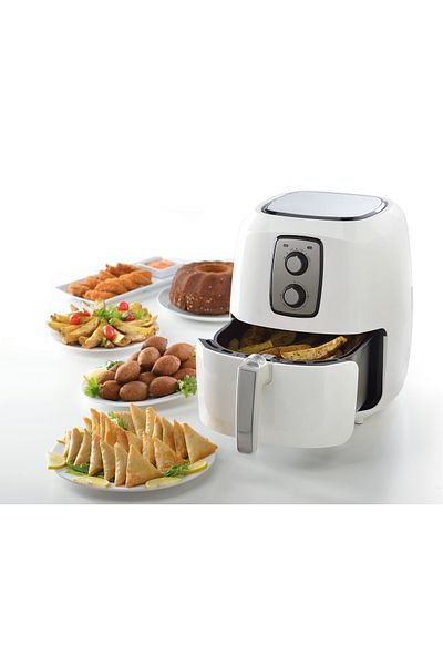 ALSAIF Electric Air Healthy Fryer With Timer To Fry, Bake, Grill, Roast Or Reheat, 1800w, White