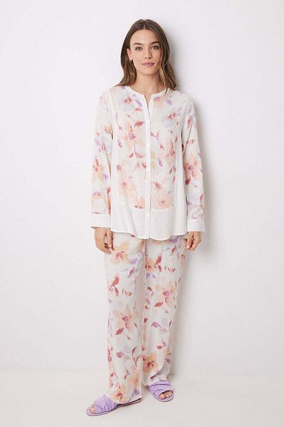 Women'secret Long viscose flower shirt pajamas