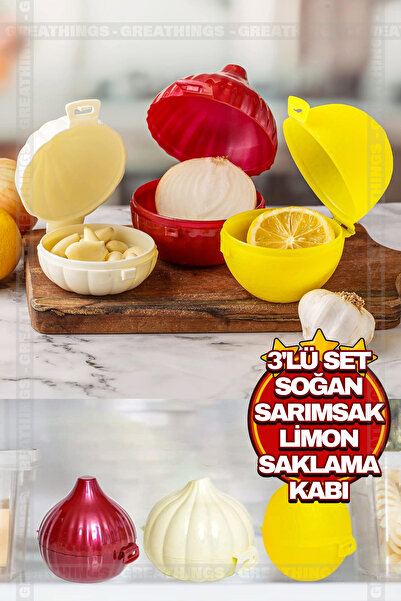 Greathings Set of 3 Onion, Garlic and Lemon Storage Containers |   Garlic Con...