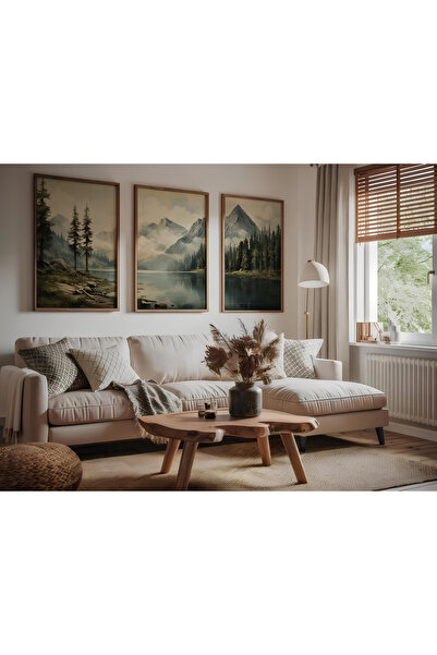 ARTCASTLE Set de 3 tablouri cu ramă din lemn, Briză de iarnă