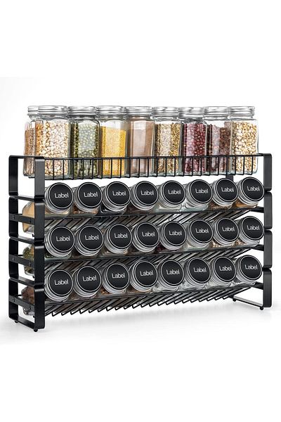 COOYA Spice Rack Organizer for Cabinet, 4 Tier Detachable Stackable Seasoning Rack,Freestanding Spice Jar