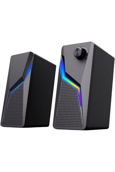 COOYA Computer Speakers, Seven color lighting,Enhance bass, volume control,USB Powered 3.5mm