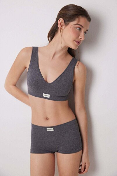 Women'secret Seamless grey ribbed culottes