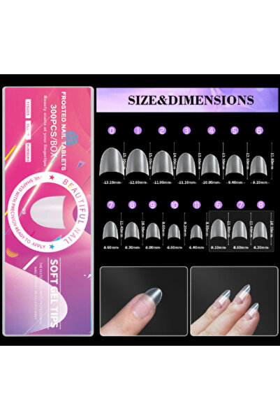 Beauty Box 300'lü Soft Gel Tips Profesyonel Nail Art Hızlı Tırnak Uzatma Tırn...