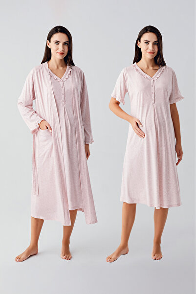 Artış Σετ νυχτικό με κοντό μανίκι βαμβακερό φόρεμα εγκυμοσύνης