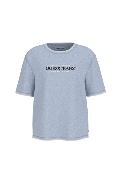 Guess Kadın GJ SS CN OS American T-Shirt - Açık Mavi