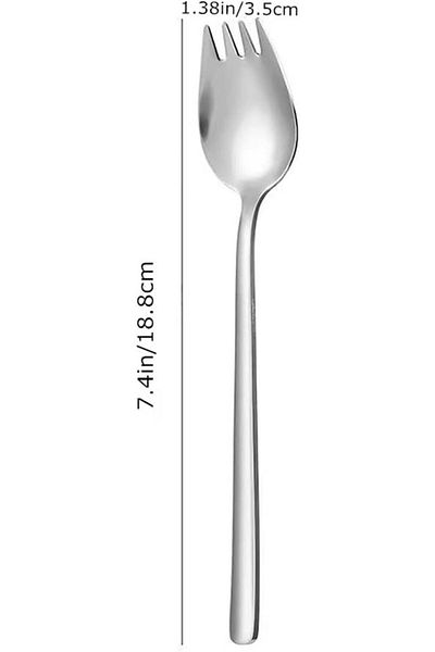 COOYA 6 Pack Stainless Steel Sporks, Reusable 7.4 Inch, for Ice Cream Salad, Fruit Appetizer Dessert