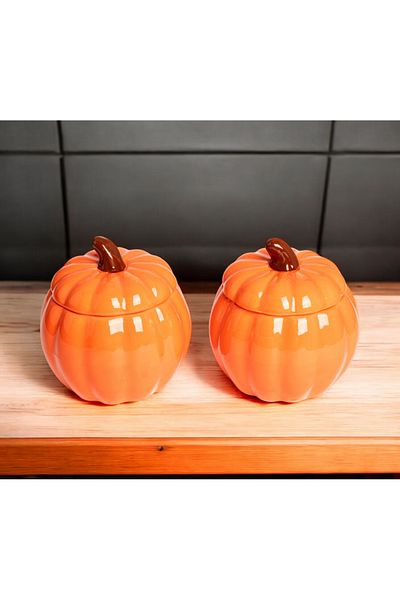 Pembelia Life 2-Piece Honey Pumpkin Presentation Pumpkin Sugar Bowl