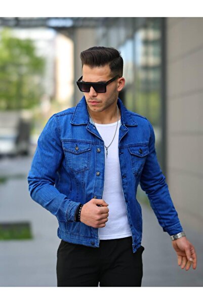 Pobudo Blue Color Buttoned Denim Jacket