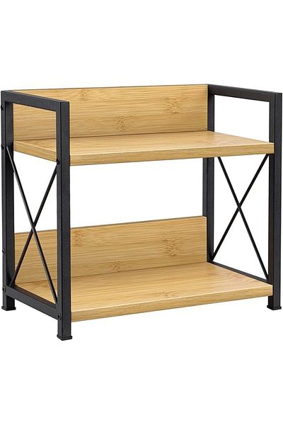 COOYA Bamboo Kitchen Counter Shelf Organizer, 2 Tier Wood Kitchen Spice Rack Organizer
