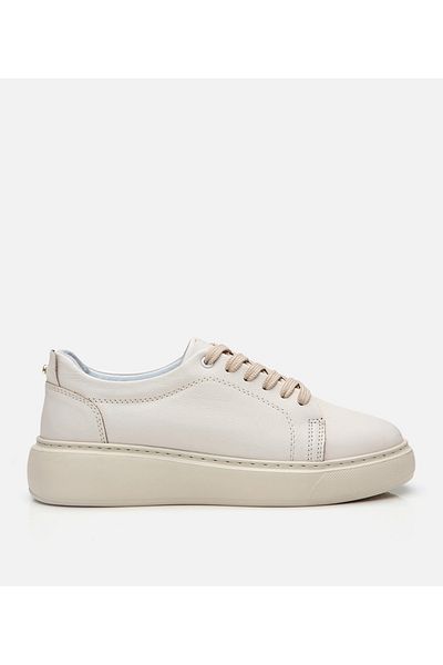 Hotiç Women's Leather Beige Sneakers