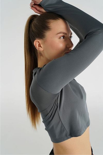 hummel Gray Women's Hml Dolby Crop Top Long Sleeve T-Shirt