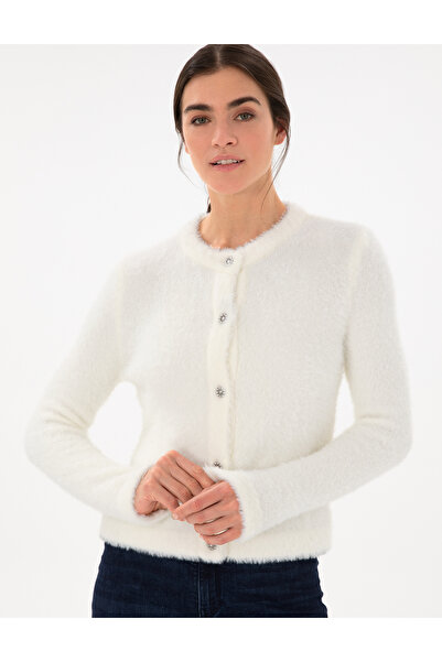 Pierre Cardin Ekru Slim Fit Triko Hırka 50296579-VR019