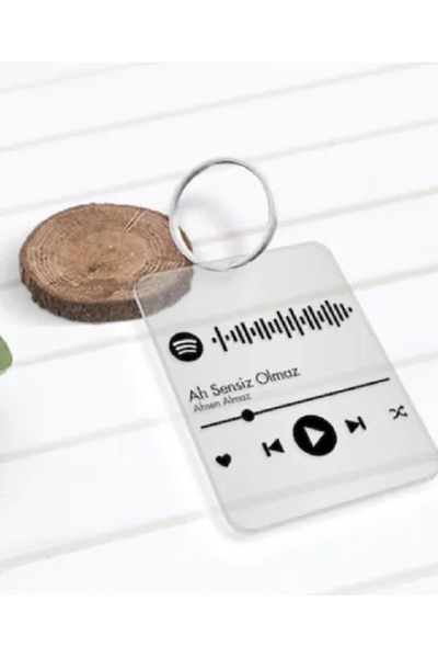 Kişiye Özel Spotify Barkodlu Şeffaf Pleksi Anahtarlık