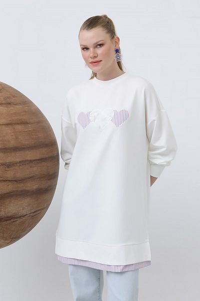 REMSA Heart Detail Sweat Tunic 10637 Ecru