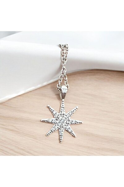 Store Zircon Stone Steel Star Necklace