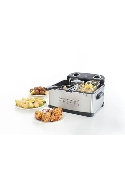 ALSAIF Electric Deep Fryer With Basket, For French Fries Fried Chicken Donuts And More, 2400w, Black